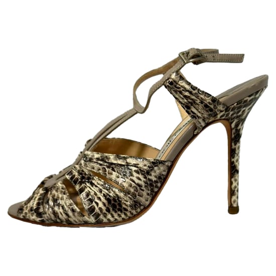Jimmy Choo Python Embossed Strappy Sandals in Animal Print Leather - Image 5