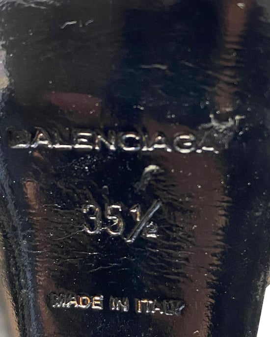 Balenciaga T-Strap Contrast Stitch Heels in Black Leather - Image 6