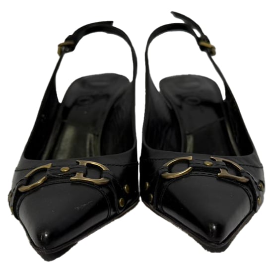 Dior CD Slingback Pumps in Zwart Leer - Image 2