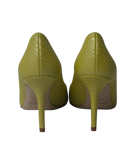 Jimmy Choo Agnes Pearlised Snakeskin Pumps in Yellow Leather - Image 4