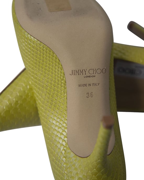 Jimmy Choo Agnes Pearlised Snakeskin Pumps in Yellow Leather - Image 6