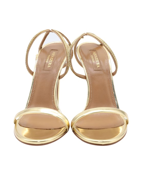 Aquazzura Cannes 105 Sandalen met Bandjes in Goud Metalen Leer - Image 2