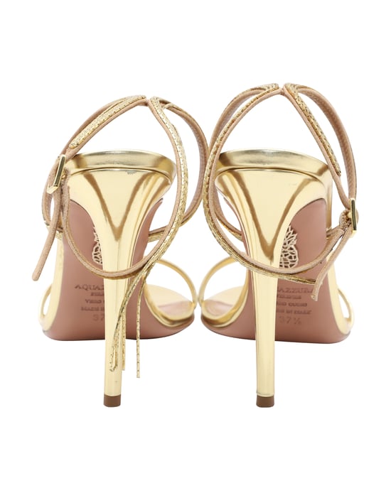 Aquazzura Cannes 105 Sandalen met Bandjes in Goud Metalen Leer - Image 3