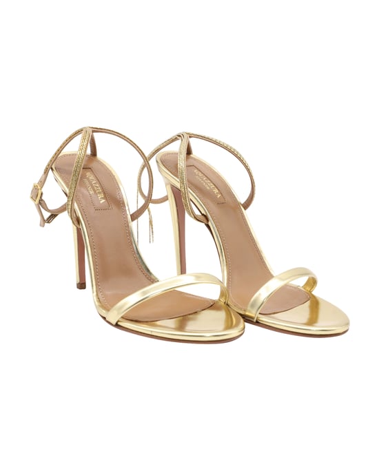 Aquazzura Cannes 105 Sandalen met Bandjes in Goud Metalen Leer - Image 4