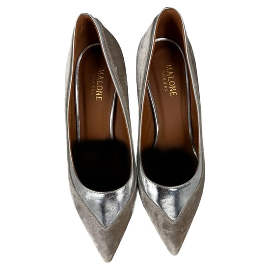 Malone Souliers Pointed Pumps in Silver Velvet - Image 5