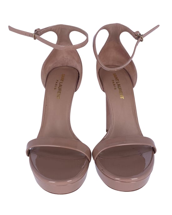 Yves Saint Laurent Enkellaarsjes met Enkelbandje in Beige Patent - Image 2