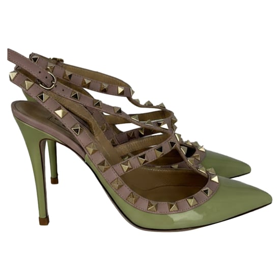 Valentino Rockstud Enkelsandaal met Bandje in Groene Patenten Leer - Image 1