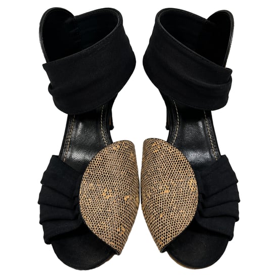 Manolo Blahnik ormskalad snörningssandaler i djurmönstrad läder - Image 3