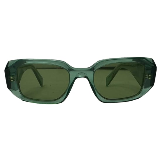 Prada SPR17W Rectangle-Framed Sunglasses in Olive Acetate - Image 1