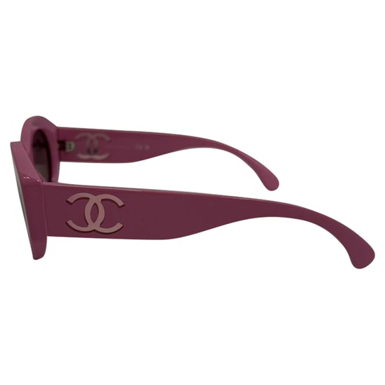 Chanel CC Oval-Framed Sunglasses in Pink Acetate - Image 2