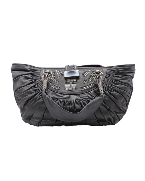 Dior Pleated Plissé Tote in Black Leather - Image 1
