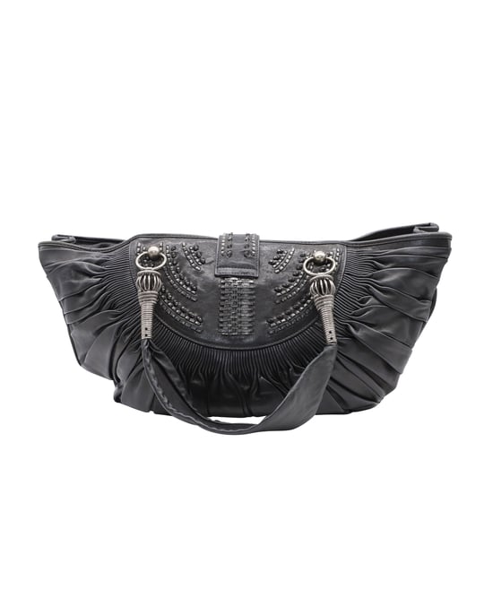 Dior Pleated Plissé Tote in Black Leather - Image 3
