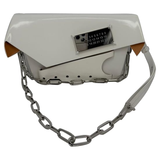 Maison Margiela Small Snatched Shoulder Bag in White Patent Leather - Image 2