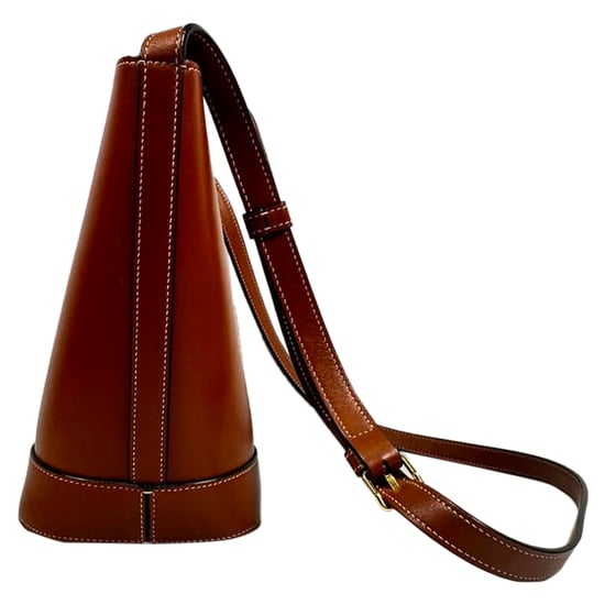 Celine Small Cuir Triomphe Bucket Bag in Brown Leather - Image 3