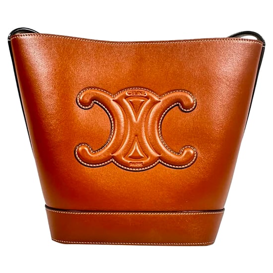 Celine Small Cuir Triomphe Bucket Bag in Brown Leather - Image 5
