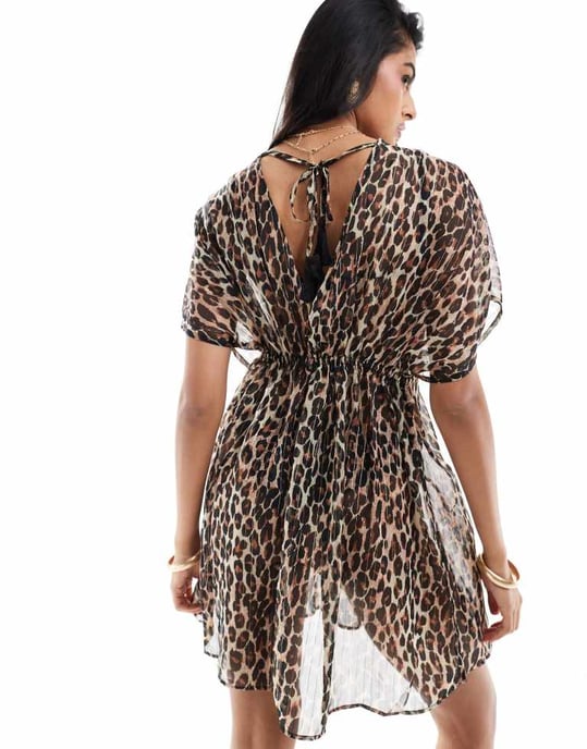 Accessorize leopard beach kaftan in multi - Image 4