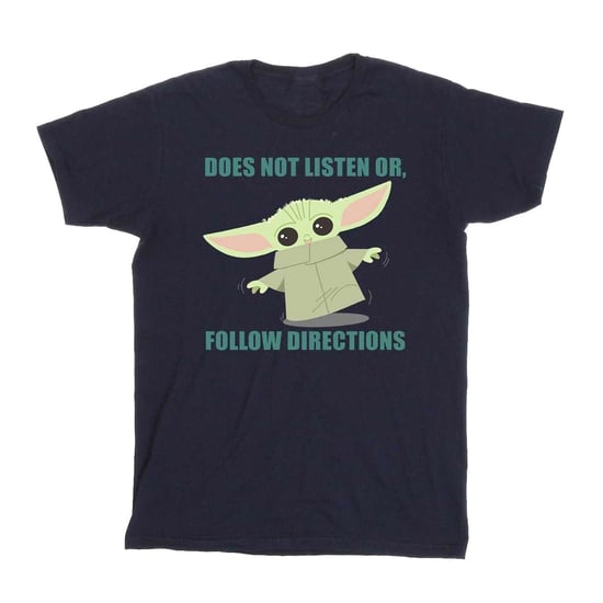 Star Wars Meisjes The Mandalorian Grogu Luistert Niet Katoenen T-Shirt (Marineblauw) - Image 2