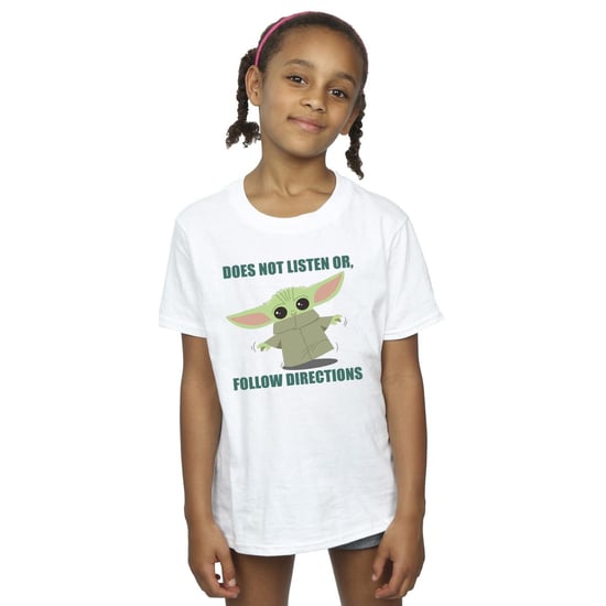 Star Wars Girls The Mandalorian Grogu lyssnar inte T-shirt i bomull (Vit) - Image 1