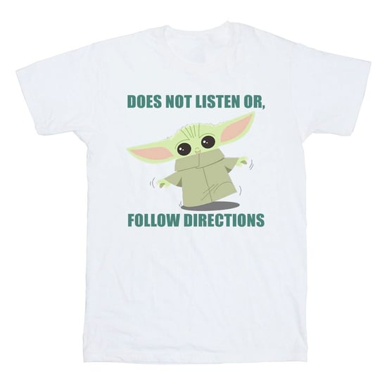 Star Wars Girls The Mandalorian Grogu lyssnar inte T-shirt i bomull (Vit) - Image 2