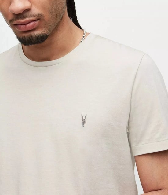 AllSaints Tonic Mens Seashell Grey T-Shirt - Image 3