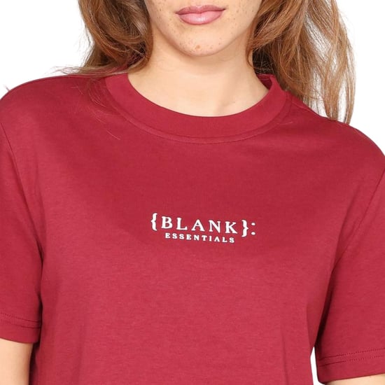 Blank Essentials Womens/Ladies Essentials Logo Boyfriend T-Shirt (Burgundy) - Image 4