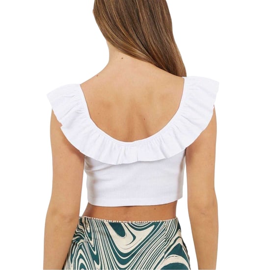 Brave Soul Korte vesttop met ruches voor dames (Wit) - Image 3