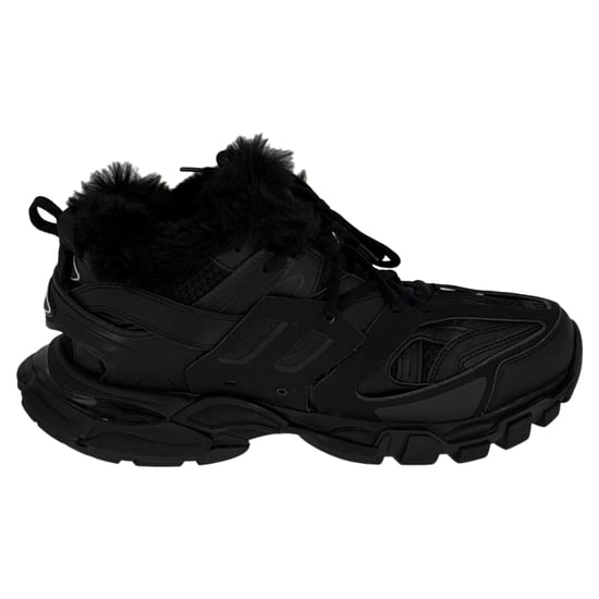 Balenciaga Track Faux Fur-Lined Sneakers in Black Polyurethane - Image 1