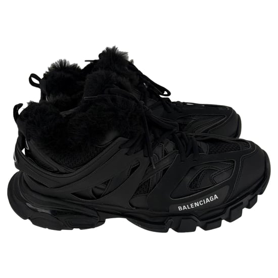 Balenciaga Track Faux Fur-Lined Sneakers in Black Polyurethane - Image 3