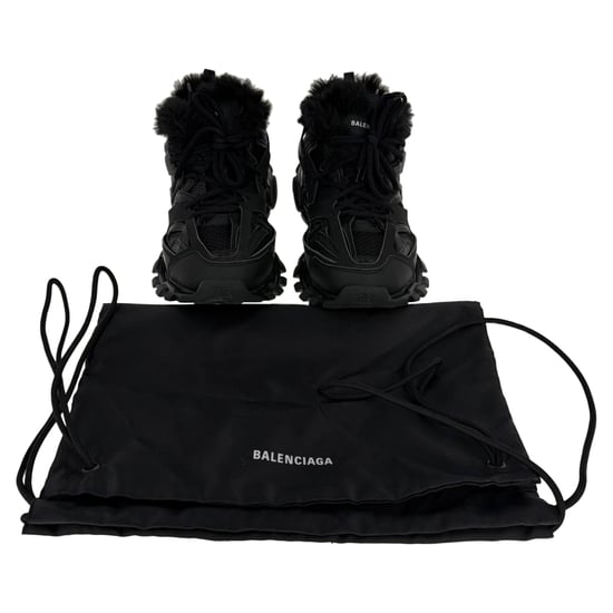 Balenciaga Track Faux Fur-Lined Sneakers in Black Polyurethane - Image 4