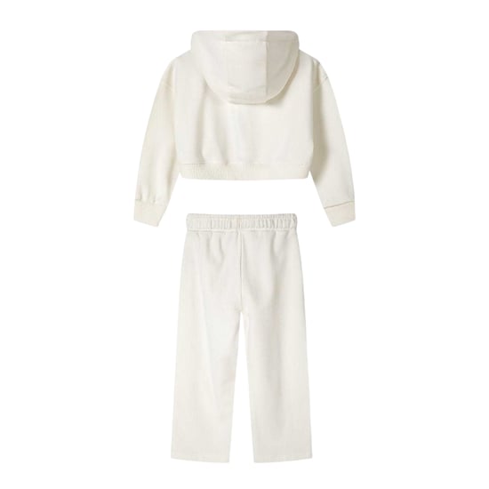 Minoti Meisjes Text Cropped Brede Benen Hoodie en Joggers Set (Wit) - Image 2