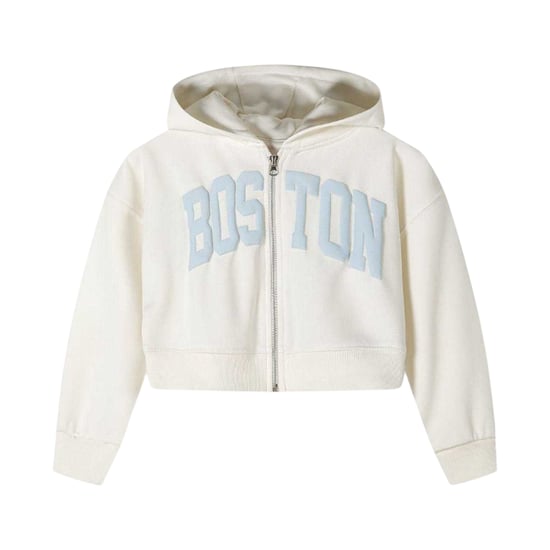 Minoti Meisjes Text Cropped Brede Benen Hoodie en Joggers Set (Wit) - Image 3