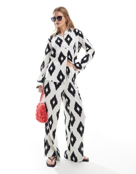 Accesorize Mono print oversized beach trousers - Image 1