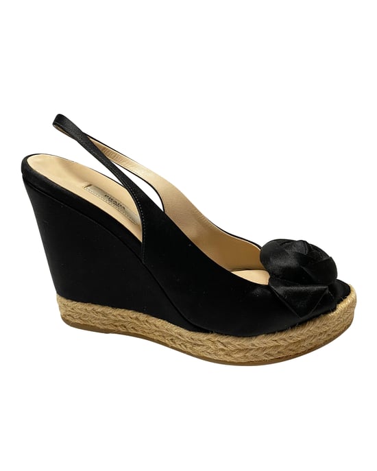 Prada Espadrille Sandalen in Zwart Zijde - Image 1