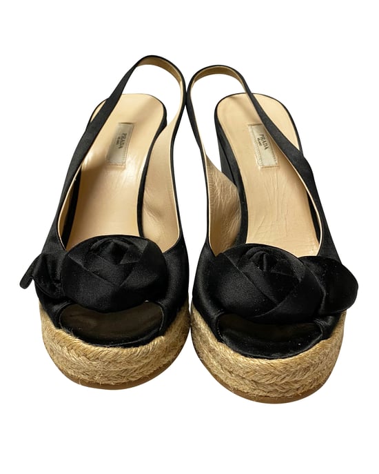 Prada Espadrille Sandalen in Zwart Zijde - Image 2