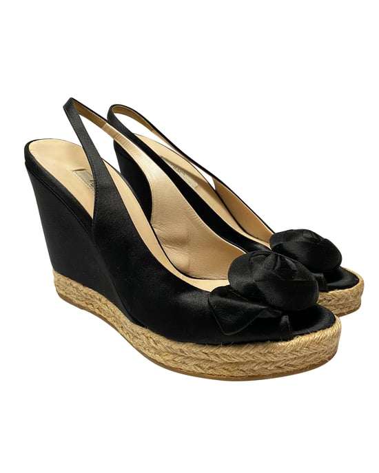 Prada Espadrille Sandalen in Zwart Zijde - Image 3