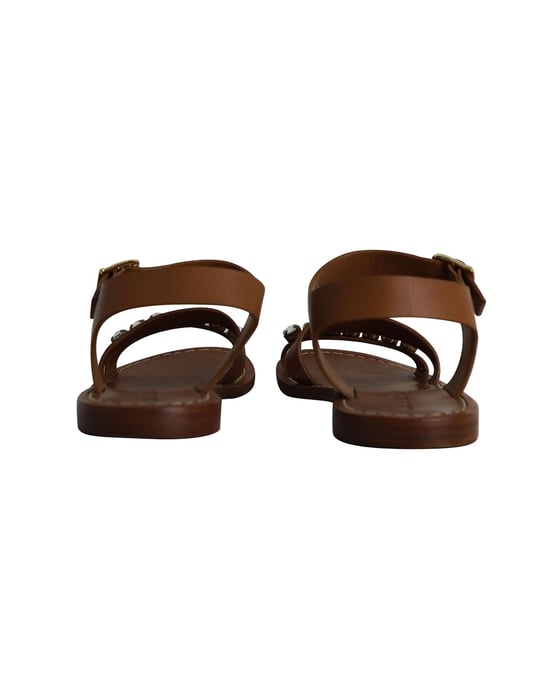 Marni Bejeweled Platte Sandalen in Bruin Leer - Image 2