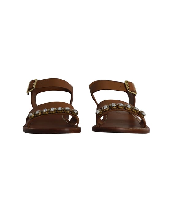 Marni Bejeweled Platte Sandalen in Bruin Leer - Image 3