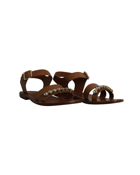 Marni Bejeweled Platte Sandalen in Bruin Leer - Image 4