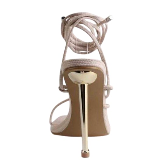 Chic Dames-sandalen met naaldhak van slangenleer (Crème) - Image 2