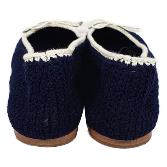 Miu Miu Crochet Cap Toe Ballet Flats in Navy Blue Cotton - Image 4
