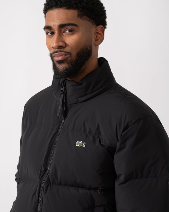 Long Sleeve Logo Detail Down Jacket in Black - Image 3