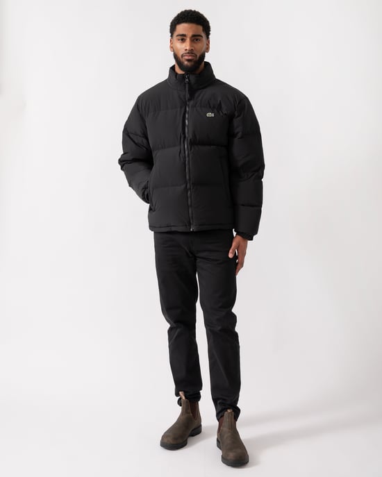 Long Sleeve Logo Detail Down Jacket in Black - Image 4