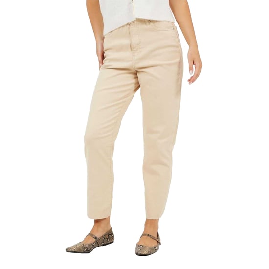 Brave Soul Mom-jeans van katoen met onafgewerkte zoom voor dames (Zand) - Image 2