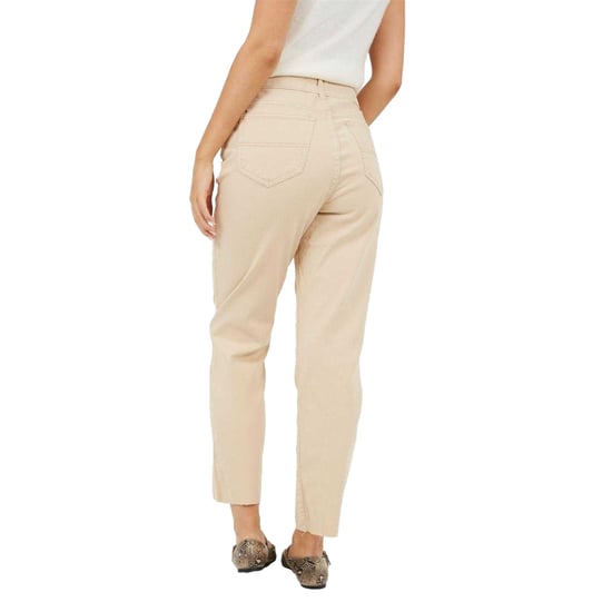 Brave Soul Mom-jeans van katoen met onafgewerkte zoom voor dames (Zand) - Image 3