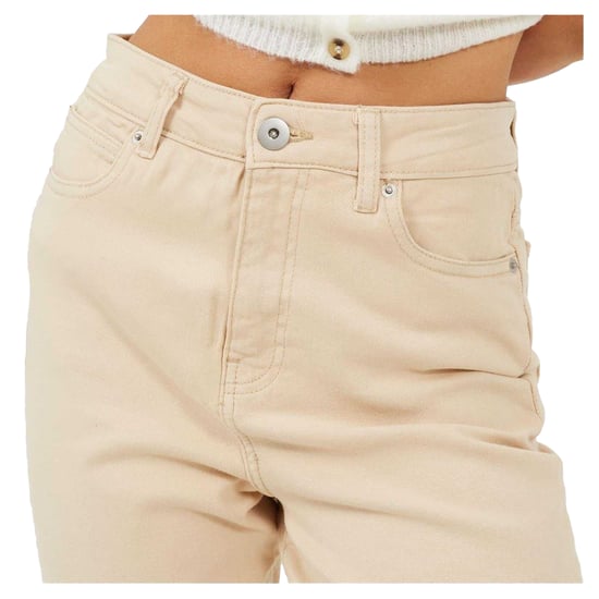 Brave Soul Mom-jeans van katoen met onafgewerkte zoom voor dames (Zand) - Image 4