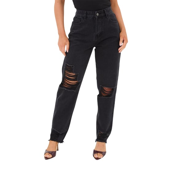 I Saw It First Womens/Ladies Cotton Denim Mom Jeans (Black) - Image 2