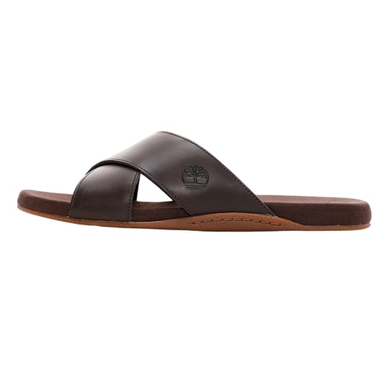 Timberland Heren leren platte sliders met kruisband (Gaucho) - Image 3