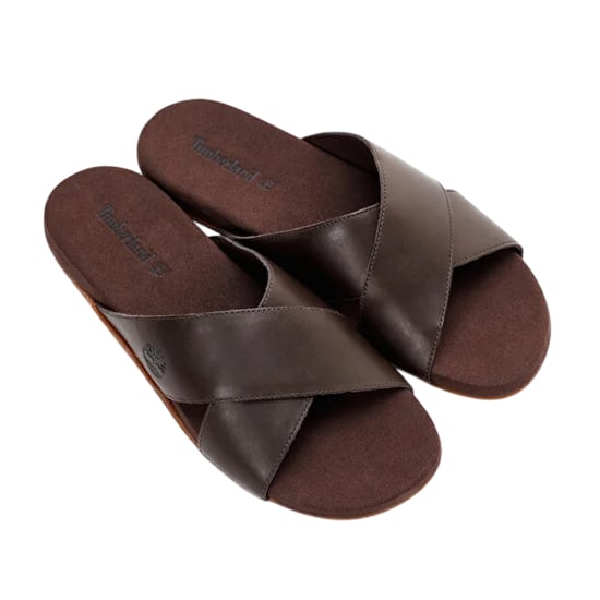 Timberland Heren leren platte sliders met kruisband (Gaucho) - Image 4
