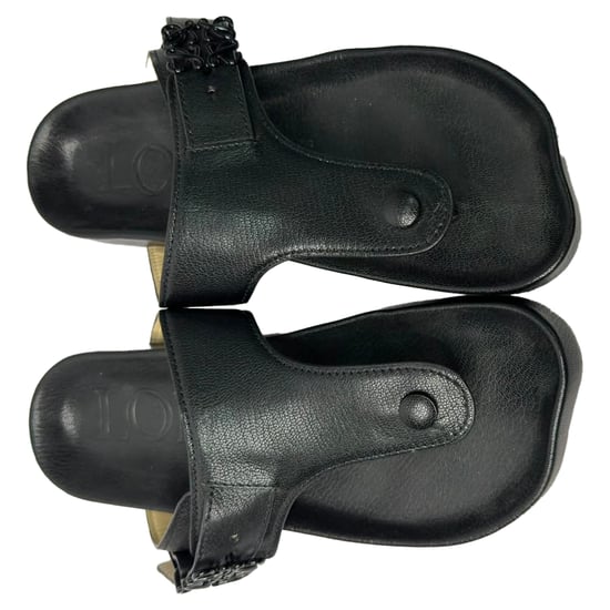 Loewe Ease Embellished Thong Slippers in Black Lamb Leather - Image 5