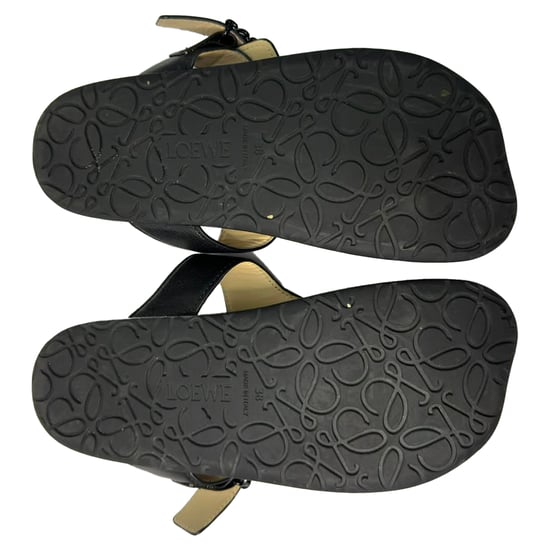 Loewe Ease Embellished Thong Slippers in Black Lamb Leather - Image 6